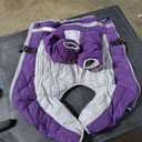 Voarge Dog Winter Coat, Vest with Harness, Warm Reflective Dog Jacket, Winter Warm Cold Weather Jacket for Small, Medium and Large Dogs (Lilac, L)