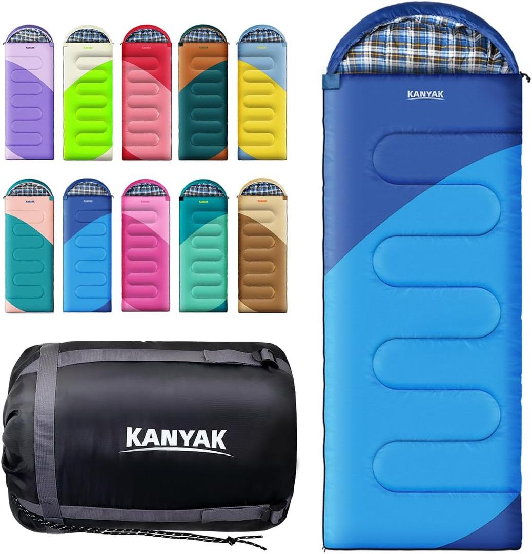 Camping Sleeping Bag, 32 Sleeping Bags for Adults Kids Teens Cold Weather Warm Sleeping Bag Winter for 3-4 Season Camping, Camping Gear Equipment, Traveling, and Outdoors (Blue & Dark Blue)