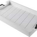Bamboo Land- Large Wooden Serving Tray with Handle, 20 X 12, White, Wooden Tray with Handles, Serving Tray with Handles
