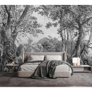 YQWDMX - Black and White Vintage Jungle Living Room Wallpaper Mural Mural49 L 160" Wx112 H(Not Peel and Stick) (M49)