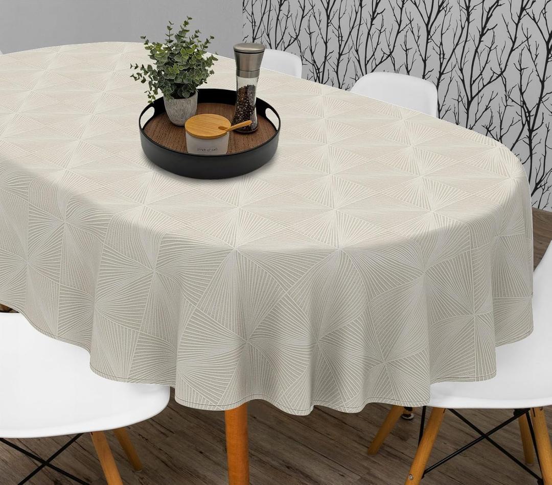 Elegant Oval Tablecloth - Water-Resistant, Fade-Resistant, Reusable Farmhouse Table Cloth for Indoor Home Decor - 84" x 60" (Oval)
