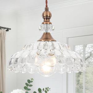 9.8" Vintage Pendant Lights for Kitchen Island, Small Brass Gold Hanging Pendant Lighting Fixture for Dining Room Hallway Bedroom