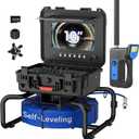 10 Inch IPS Sewer Inspection Camera with 512Hz Locator, 1080P AHD, 50M Cable, DVR, Auto Self-Leveling, 5X Zoom, TF Card, LED Lights for Pipe/Wall/Drain (100FT/512hz Locator)