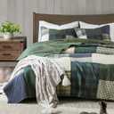 Woolrich Quilt Set Patchwork Channel Quilting, Cottege Coverlet for Twin Size Bed All Seasons, Lightweight Prewashed Cotton Coverlet Bedspread, Shams, Mill Creek, Oversized Twin/Twin XL Green 2 Piece