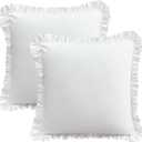 26x26 Euro Sham CoversRuffled Square White Euro Pillow Shams Covers Set of 2, 100% Brushed Microfiber 26x26 inches Bedding Pillow Cover with Envelope Closure White