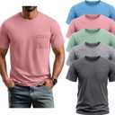 Neer 5 Pack Men's Big and Tall Pocket T-Shirt Crew Neck Short Sleeve Shirt Slim Fit Lightweight Top Casual Basic Tee (Gray, XL)