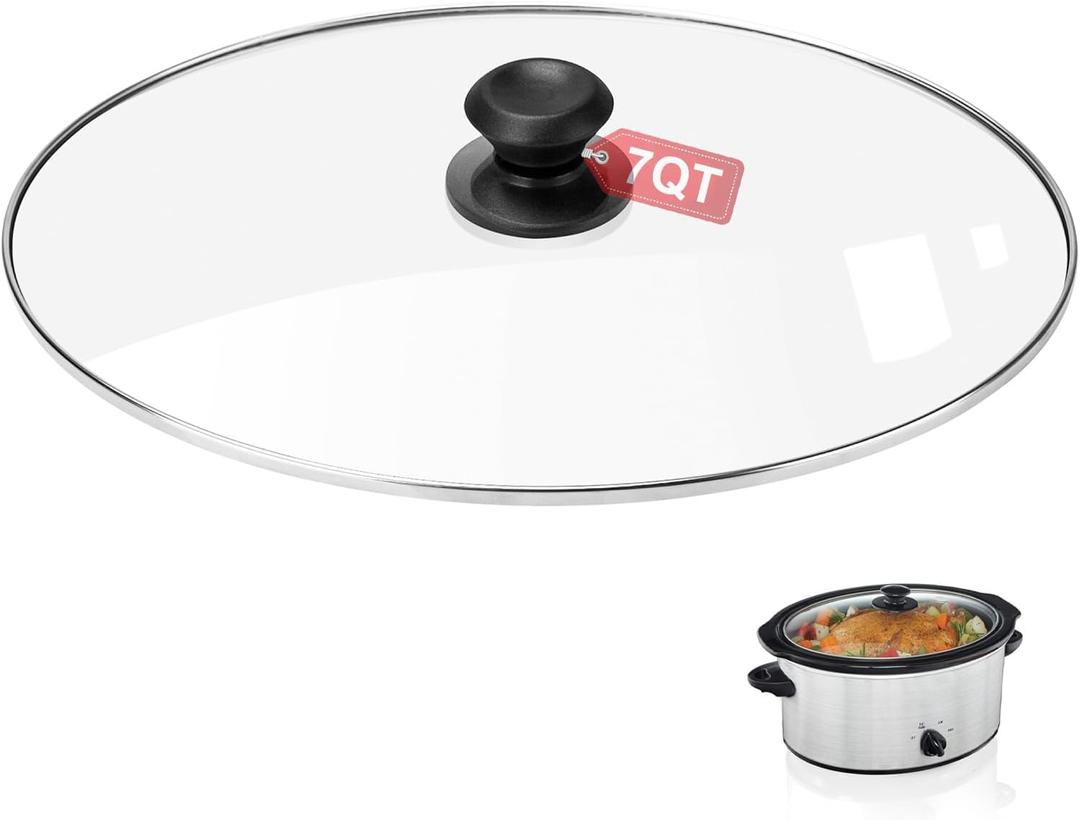Oval Glass Crock Pot Lid 7 Quart Replacement for Oval lid Crock Pot Slow Cooker SCV700SS and for Hamilton Beach Slow Cooker Lids Replacement 7 Quart 33474G.