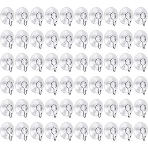 Awpeye 60 Pack Universal Clear PVC Suction Cups with Hooks for Shower, Window, Kitchen, Bathroom, Wall, Glass