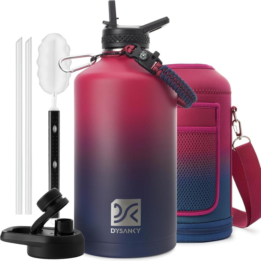 DYSANKY Gallon Insulated Water Bottle with Portable Carrier Bag for Outdoor