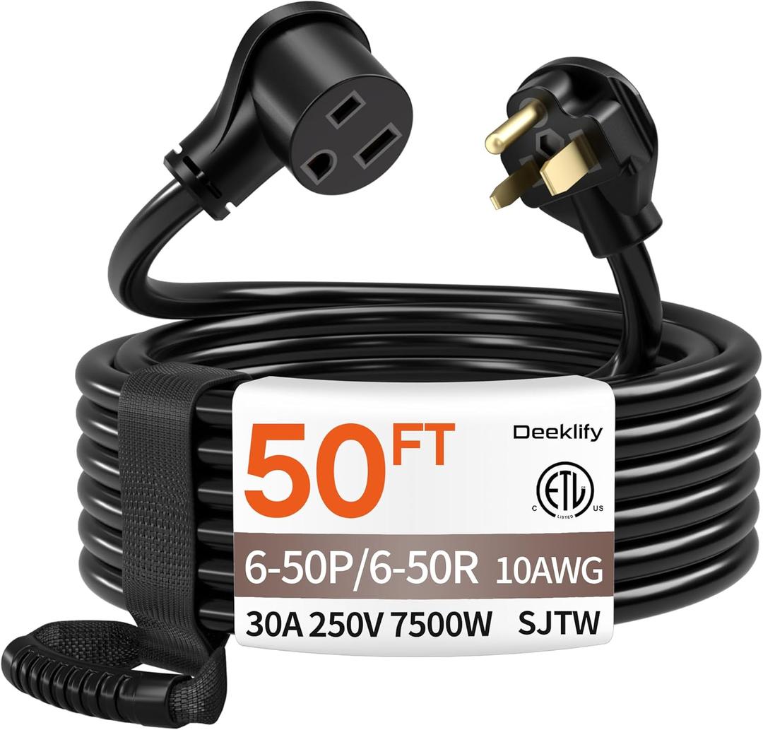 50FT 30 Amp 10 Gauge 3 Prong Welder Extension Cord, NEMA 6-50P to NEMA 6-50R, Heavy Duty 250V Welding Extension Cable for Lincoln, Plasma, Miller, SJTW, ETL Listed