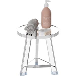 Sumerflos Acrylic Round Corner Shower Stool for Inside Shower - Clear Shower Bench for Shaving Legs Heavy Duty (Hold Up to 400lbs) Waterproof Non-Slip Easy Assemble Modern (11.81" x 11.81" x 12.2")