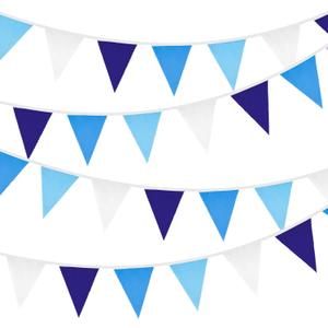 GCQQ 12M/40Ft Royal Blue Pennant Banner Flags 42Pcs Blue Party Decoration Garland Cotton Triangle Flags Banners for Baby Shower Nautical Pirate Under The Sea Festival Decoration Pennant Banners