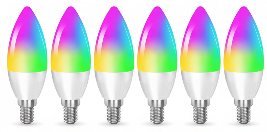 Smart Light Bulb Works with Alexa Google Home E12 Base WiFi Candelabra LED Light Bulb Color Changing Dimmable Chandelier Light Bulbs 360 lm 35w Equivalent 6 Pack (2.4GHz WiFi)