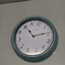 Topkey Silent Antiqued Finish Wall Clock Kitchen 9 Inch Retro Non-ticking Decorative Bedroom Office Wall Clock-Green