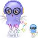 Kids Toy Dancing Jellyfish, Tummy Time Toy Interactive Jellyfish Bump and Go with Music & Lights, Learning Crawling Toys for Toddlers Baby 1 2 3 4 5 Years, Birthday for Boys Girls (Blue)