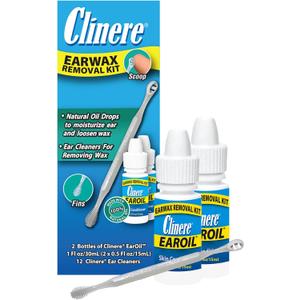 Clinere Ear Oil Conditioner & Ear Cleaners Cleaning Care Kit, 12 Count Sticks & 2 x .5 Fl Oz Ear Oil, Safely and Gently Cleans Ear Canal at Home, Ear Wax Cleaner Tool, Itch Relief, Ear Wax Buildup