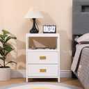 Assembled Nightstand with Charging Station, No Assembly Required End Table with USB Ports and Outlets, Fully Assembled Side Table for Bedroom for Living Room, White