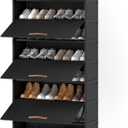Shoe Rack, 9 Tier Shoe Storage Cabinet with Door 36 Pair Plastic Shoe Shelves Organizer for Closet, Entryway, Hallway, Bedroom, Black