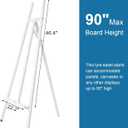 A - Frame Wooden Display Easel - Adjustable Lyre Beechwood Studio Easel Stand Holding Canvas Up to 90", Inclinable Artist Floor Painting Easel for Artwork Painting, White