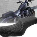 Two-Up Seat, Driver+Passenger Seat Cushion, Stepped Type, For Harley-Davidson Sportster Iron XL883 XL1200 (2004-2006)&(2010-2022) /Half Diamond White line/Suitable for 2.0-3.8 GAL