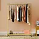 DR.IRON Gold Pipe Clothing Rack Garment Rack with Bottom Shelf Heavy Duty Modern Clothes Racks on Wheels Closet Organizer for Bedroom,Retail(Gold)