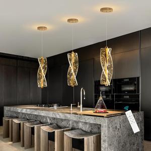 1 Lights Modern LED Dimmable Chandelier for Kitchen Island Acrylic Pendant Lighting Dining Room Living Room Bedroom Gold