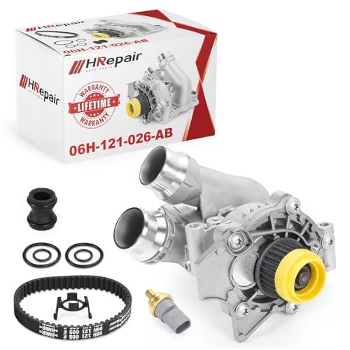 HRepair Aluminum Water Pump With Belt fits for 2008-2016 Audi A3-A6 Q3 Q5 TT Quattro Allroad & VW Beetle CC Eos GTI Jetta Passat,Electric Engine Water Pump Assembly丨06H121026AB