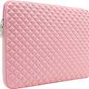 RAINYEAR 15 Inch Laptop Sleeve Diamond Foam Shock Resistant Neoprene Padded Case Fluffy Lining Protective Zipper Cover Carrying Bag Compatible with 15.4 MacBook Pro Touch Bar A1707 A1990(Pink)