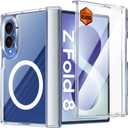Vizvera for Samsung Galaxy Z-Fold-8 Case Clear with Magnetic Power[Hinge Protection][Slim][Screen Protector] Shockproof Protective Phone Case for Galaxy Z Fold 8(Clear)