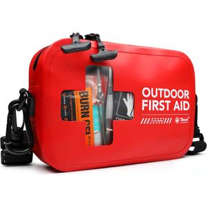 2 x 152 PCS Waterproof First Aid Kit, Portable Small Boat Dry Bag Bug Out Bags, Emergency Medical Kit Ideal for Boating, Camping, Fishing, Kayaking, Floating, Red