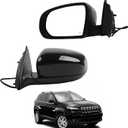 Dasbecan Left Driver Side Mirror Compatible with 2014-2017 Jeep Cherokee with Power Heated Glass, Manual Folding, Black Mirror Cap Replace#CH1320374 1VF37TZZAD (5Pins)