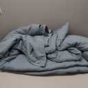 BOURINA Embroidery Quilt Set 3-Piece Full/Queen Quilt Set Pre-Washed Microfiber Ultra Soft Lightweight Star Embroidery Bedspread Coverlet Set, Blue