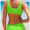 SOLY HUX Girl's V Neck Ring Linked Bikini Sets Bathing Suits Two Piece Swimsuit Green 14Y (Green)