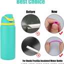 2 x 6pcs Replacement Straws with Scale for Owala FreeSip Water Bottles 14/16/19/24/32/40oz, Colored Plastic Reusable Tumbler Straw with Cleaning Brush & Cutting Tool (Purple, light green, pink)