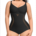 SHAPELLX Shapewear for Women Tummy Control Body Shaper Slimming Bodysuit V Neck Sculpting Snatched Body Suit Butt Lifter, Size XL, Black