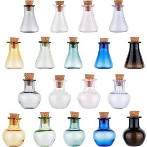 PH PandaHall 18pcs Colored Tiny Spell Jars, 2 Sets Mini Glass Bottles Mini Potion Bottles Wishing Bottle Vials with Cork Stopper for Wedding Birthday Party Decoration Halloween DIY Crafts Supplies