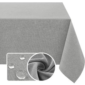 H.VERSAILTEX Linen Textured Tablecloth 60 x 102 Waterproof Decorative Table Cloth Spill-Proof Linen Look Cover for Party Table Extra Soft and Thick Fabric Wrinkle Free, Heather Gray