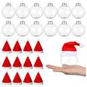 Soulchen 12 Set Christmas Decoration 3.15 Inch Clear Plastic Fillable Ball Ornaments Mini Felt Santa Hats for DIY Craft Christmas Tree Winter Holiday Party Supplies Home Decor