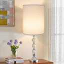 Tall Lamp Shade, White Drum Lampshade for Table Lamps Floor Lamp, 10" Top X 10" Bottom X 13" High Large Line Fabric Lamp Shade, Easy Assembly Replacement Lampshades
