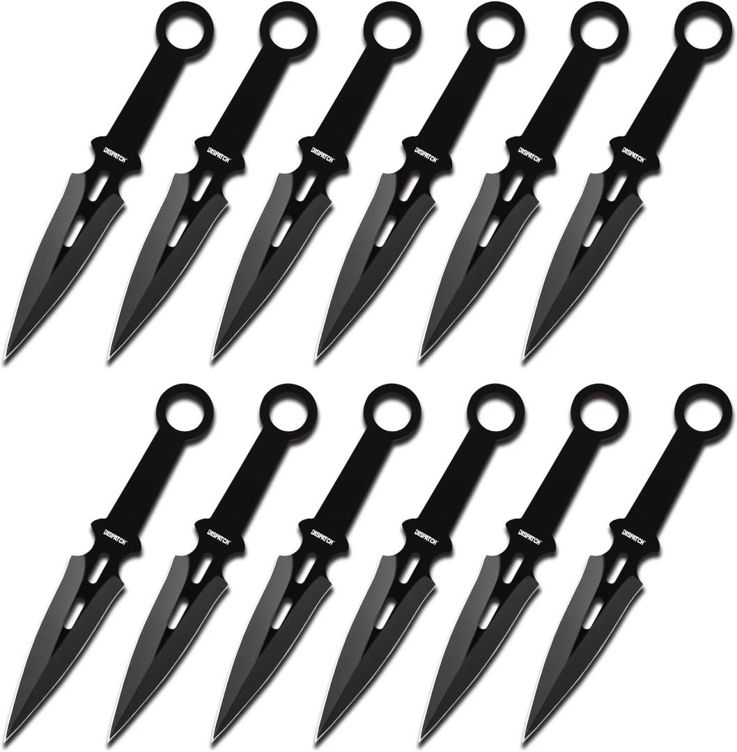 Dispatch Throwing Knives Set of 12, Professional Throwing Knife with Nylon Sheath, Stainless Steel Well Balanced Kunai Throwing Knives for Recreation and Competition