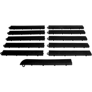Big Floors Garage Floor Transition Edge, Interlocking Modular Garage Floor Edging Compatible with RaceDeck, GarageTrac & GarageDeck Tiles (Male, 11 Pack, Black)