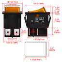 2 x Heschen High Current Rocker Switch, 30A 250VAC, ON-OFF 2 Position, DPST, 4 Terminals, T125, with Waterproof Cover (2, Orange), KCD2-201N-B