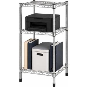Honey-Can-Do 3-Tier Heavy Duty Adjustable Shelving Unit, 200-lb Per Shelf Stackable Modular Metal Storage Rack, Chrome Wire Shelf, 15 x 14 x 30 in