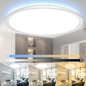 23.2 Inch Flush Mount Ceiling Light, Dimmable Brightness, 54W 4860LM Super Bright and Slim LED Ceiling Light Fixture, 3000K/3500K/4000K/5000K/6500K 5CCT, No Delay (White)