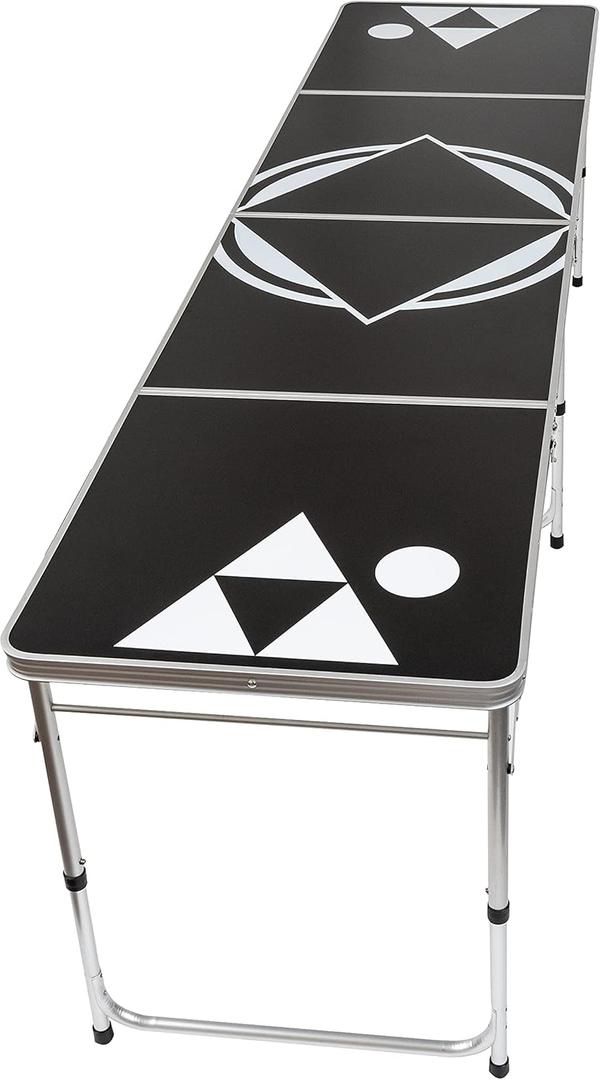 8' Beer Pong Table - Lightweight & Portable with Carrying Handles by Red Cup Pong (Black)