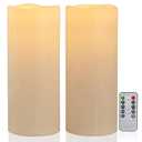 Yongmao 12" x 5" Waterproof Extra Large Outdoor Flameless Candles Battery Operated LED Flickering Pillar Candles with Remote for Indoor Outdoor Lanterns, Long Lasting, Ivory White Large, Set of 2