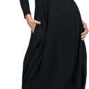 ALEMBIKA Women's Long Sleeve Turtleneck Midi Dress, A-Line Style, Black (6)