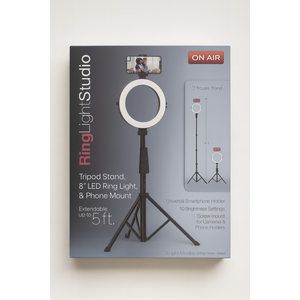 On Air 8" Ring Light Studio Pro Light; Tripod & Phone Mount Set