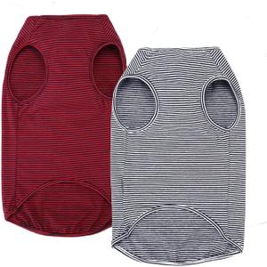 WEONE Dog Summer T-Shirts Striped Cotton Vest,Pet Breathable Soft Basic Clothes for Small Medium Larg Boy Girl Dogs, XXL (2X-Large (Pack of 1), Black+Red(1 Pack include 2 pcs))