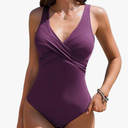 AI'MAGE Women's One Piece Swimsuit Slimming Tummy Control Bathing Suit Sexy V Neck Push Up Swimwear 2025 Medium